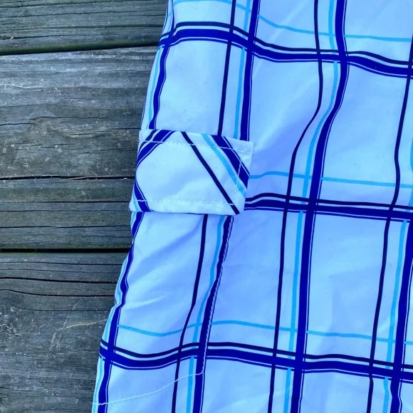 Old Navy Men’s board shorts swim trunks white and blue sz large - Picture 2 of 8